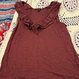Banana Republic Maroon Ruffled Blouse